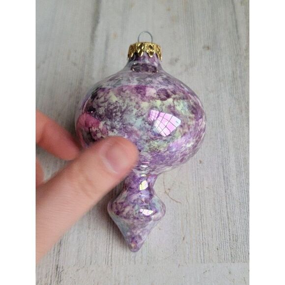 Unique purple marbled abstract pointed blown glass ornament Xmas - Picture 6 of 8